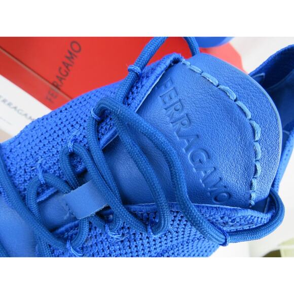 NIB FERRAGAMO BLUE NIMA KNIT MESH LACE LOGO LOW TOP SNEAKERS 10.5 43.5 ITALY - Picture 10 of 16